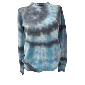 Harden Swirl Crew Swirl Dye Cashmere Sweater in Blue White XXS